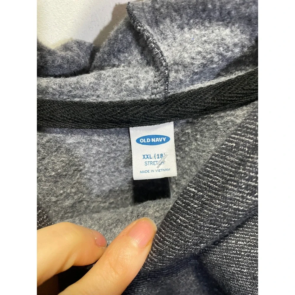 Old Navy Hoodie Kids XXL 18 Gray Fleece Pullover Raglan Stretch Casual Sweatshir